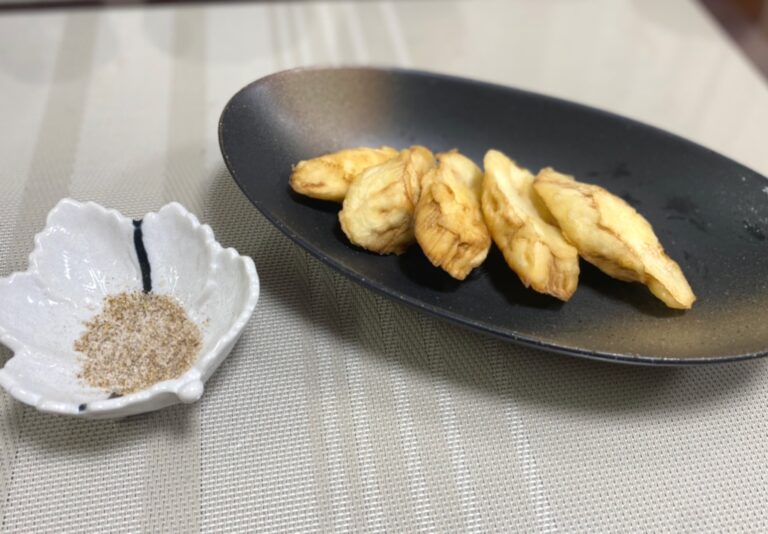 山椒塩とマコモダケの天ぷら